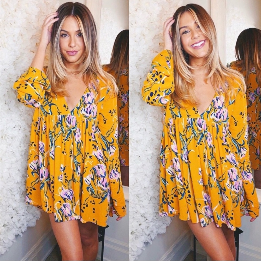 Free people Bella Floral Yellow tunic